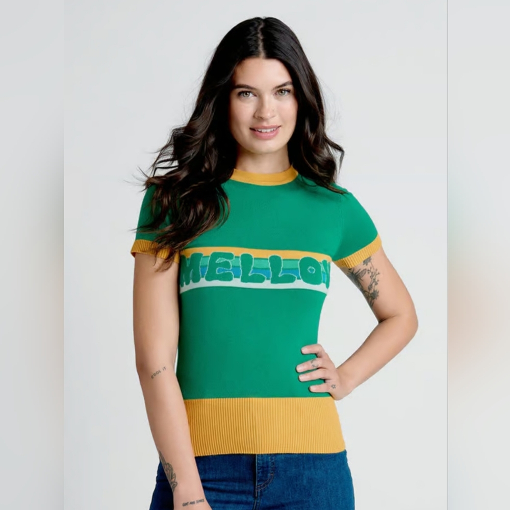 Modcloth Green and Yellow Graphic Tee